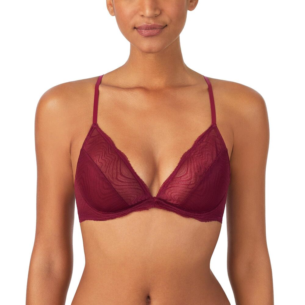 NWT DKNY DKNY Womens Wave Lace Unlined Garnet 36C